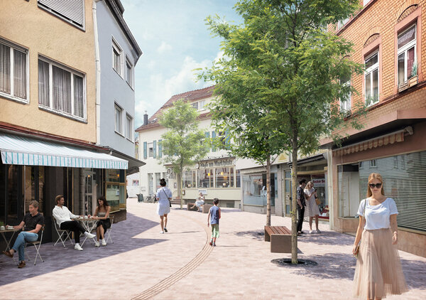Bild vergr&ouml;&szlig;ern: Fußgängerzone in der Innenstadt mit Besuchern