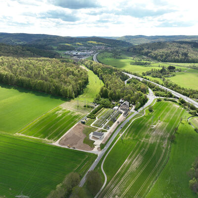 Bild vergr&ouml;&szlig;ern: Luftbildaufnahme des Baugeländes am Hydropark.